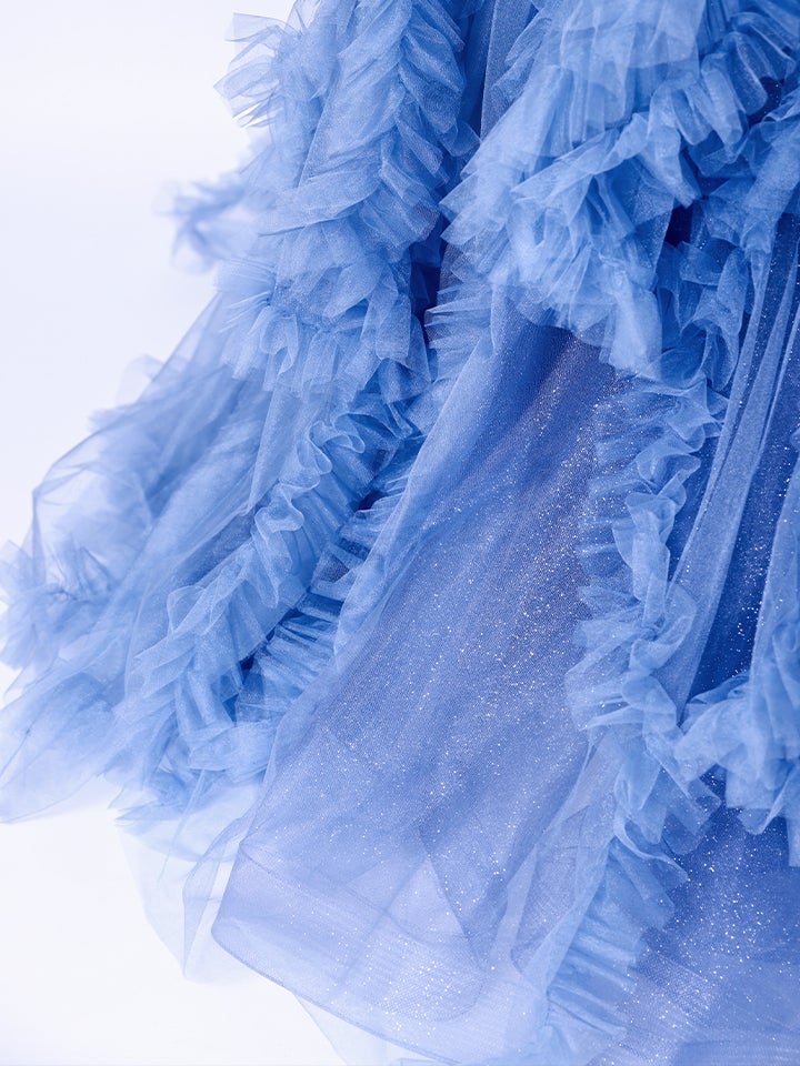 vanityME.couture. バニティーミークチュール Rose Bijou Couture ローズ・ビジュー・クチュール ロングドレス ブルー ビジュー フリル バースデー vctr-l-a1483-2