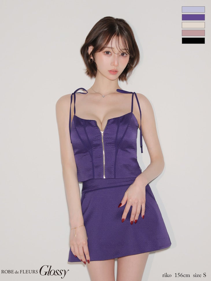 ROBE de FLEURS ローブドフルール ハートボタンキュートネスミニドレス