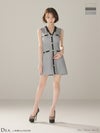DEA. ディア バイ ローブドフルール 【XSサイズあり】配色ラインVネック台形ミニキャバドレス de4176