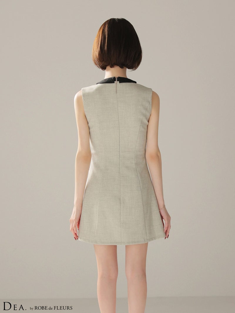 DEA. ディア バイ ローブドフルール 【XSサイズあり】配色ラインVネック台形ミニキャバドレス de4176