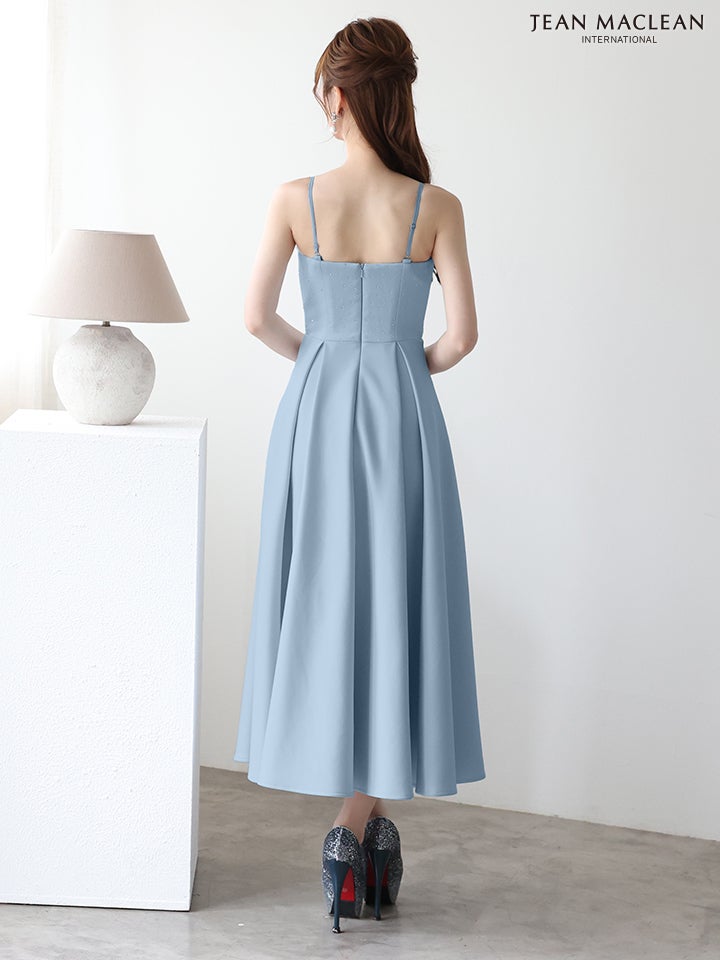 JEAN MACLEAN ジャンマクレーン ワンカラー/スタッヅ/ウエストマーク/キャミソール/ミモレ丈/ミディアムドレス ja51919