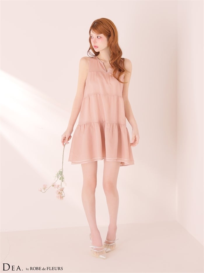 DEA. ディア バイ ローブドフルール 【XS～Lサイズあり】ギャザーティアードシフォンフレアミニキャバドレス de4654-c
