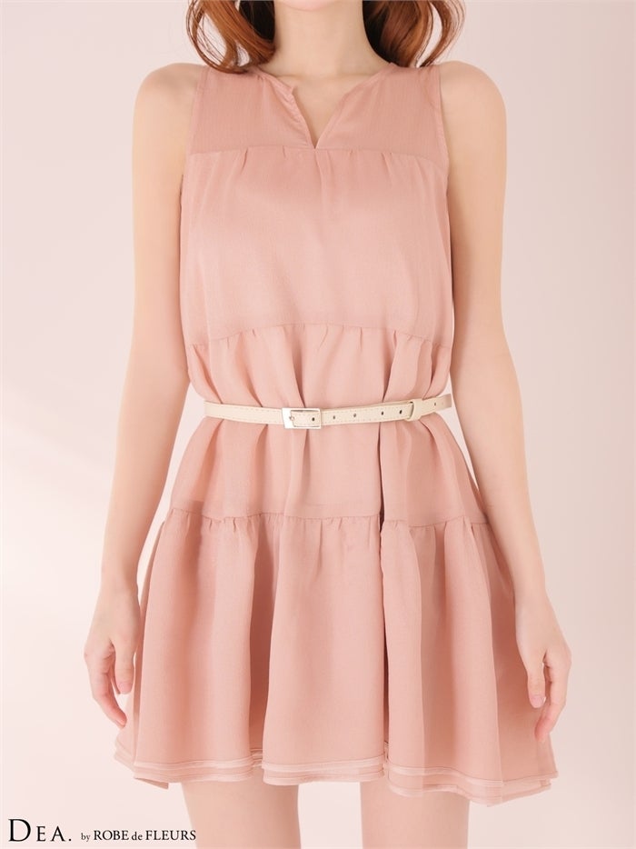 DEA. ディア バイ ローブドフルール 【XS～Lサイズあり】ギャザーティアードシフォンフレアミニキャバドレス de4654-c