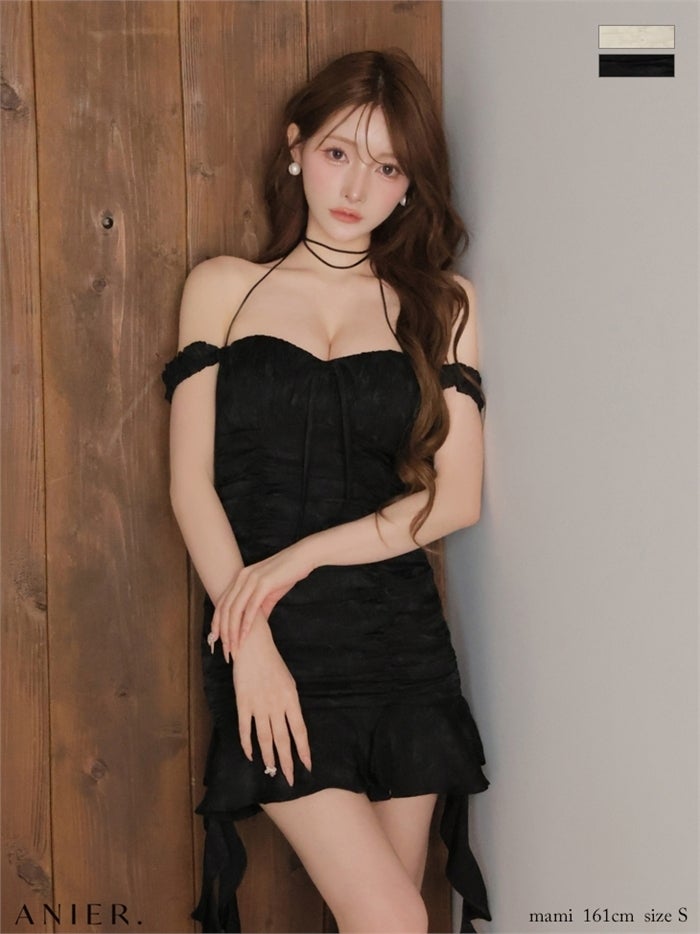  ROBE de FLEURS anier.ROBE ローブドフルール アニエルローブ 【XSサイズあり】haze offshoulder mini dress fm-anier4062-c