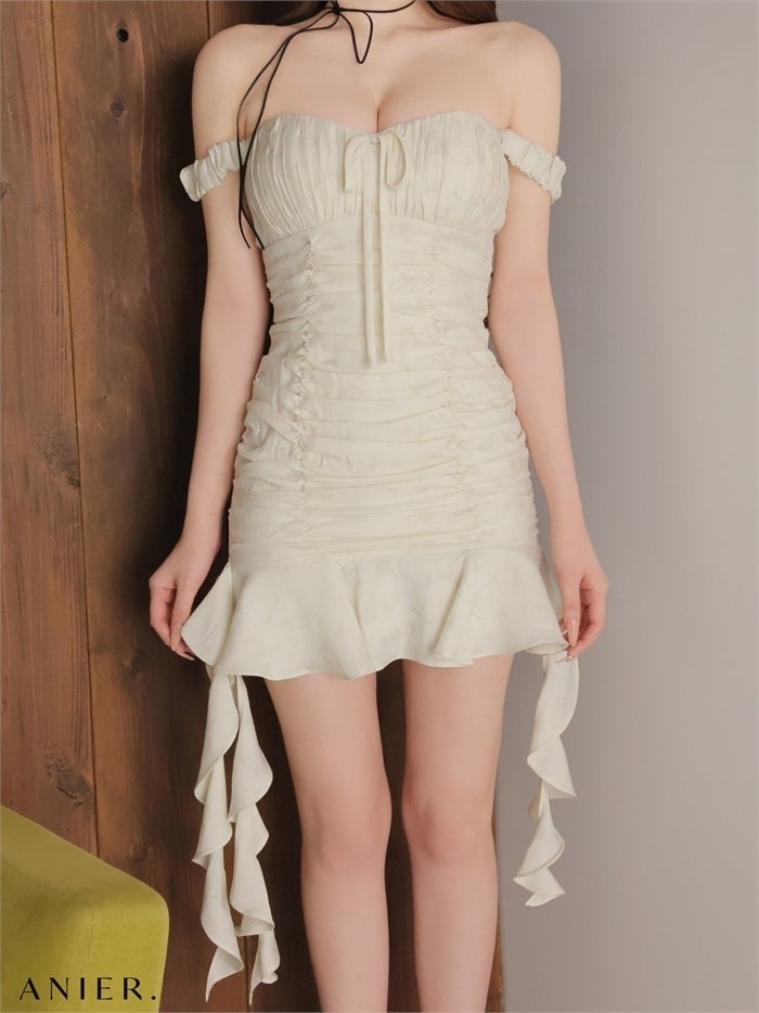  ROBE de FLEURS anier.ROBE ローブドフルール アニエルローブ 【XSサイズあり】haze offshoulder mini dress fm-anier4062-c