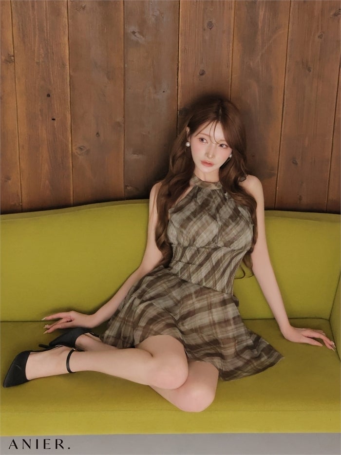 ROBE de FLEURS anier.ROBE ローブドフルール アニエルローブ 【XSサイズあり】Sheer check tiered mini dress fm-anier4064-c