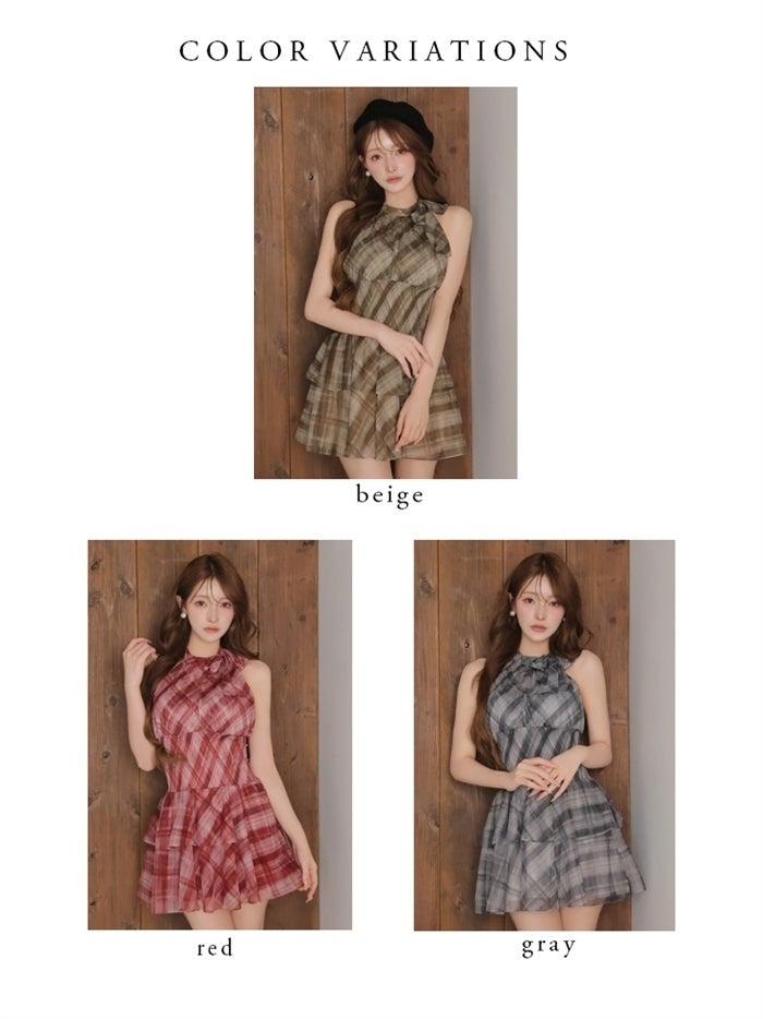 ROBE de FLEURS anier.ROBE ローブドフルール アニエルローブ 【XSサイズあり】Sheer check tiered mini dress fm-anier4064-c