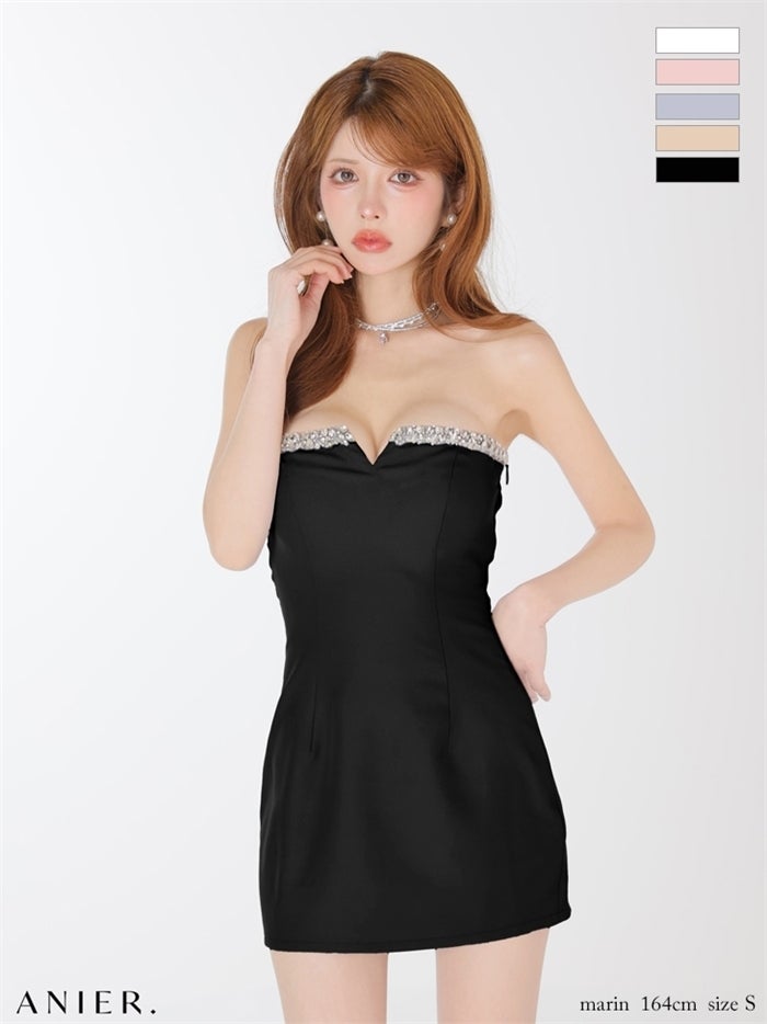 ROBE de FLEURS anier.ROBE ローブドフルール アニエルローブ 【XSサイズあり】BijouLine bare mini dress fm-anier4063-c