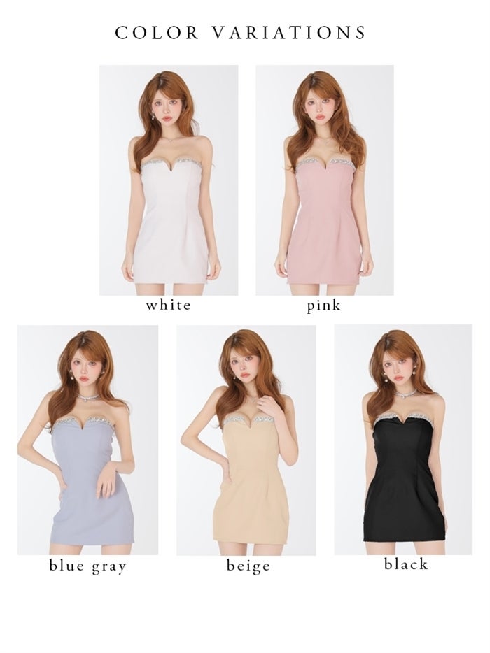 ROBE de FLEURS anier.ROBE ローブドフルール アニエルローブ 【XSサイズあり】BijouLine bare mini dress fm-anier4063-c