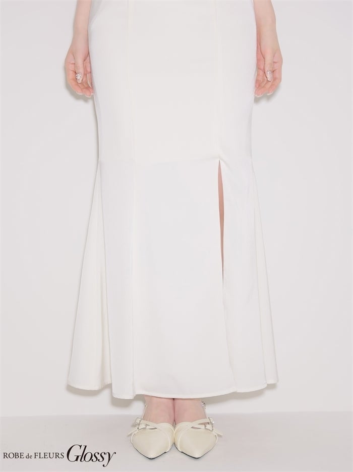 Glossy ローブドフルールグロッシー 【Lサイズあり】チェーンショルダーサテンマーメイドロングキャバドレス gl4177-c