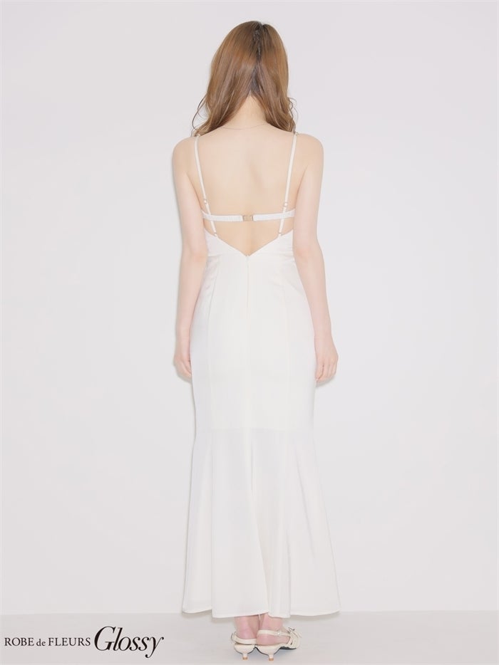 Glossy ローブドフルールグロッシー 【Lサイズあり】チェーンショルダーサテンマーメイドロングキャバドレス gl4177-c