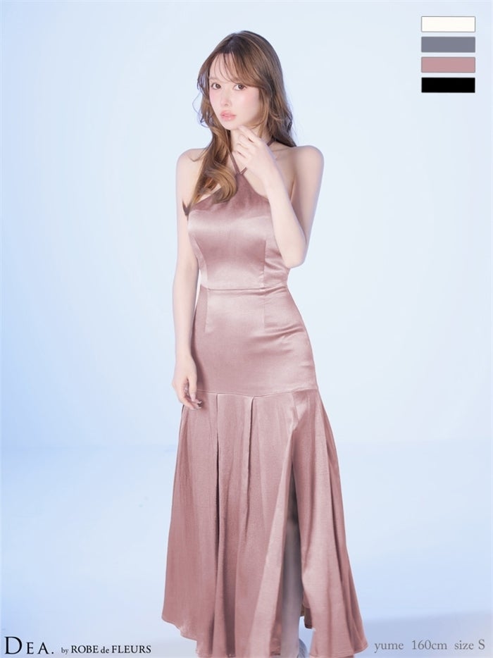 DEA. ディア バイ ローブドフルール 【XS～Lサイズあり】ラメジャガードホルターフレアロングキャバドレス de4349-c