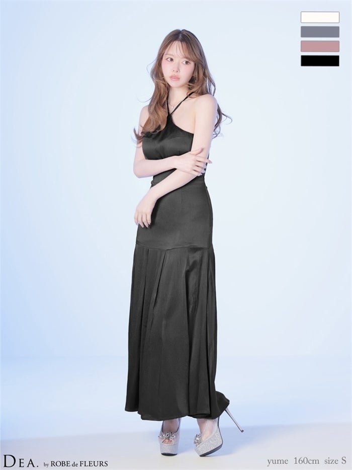 DEA. ディア バイ ローブドフルール 【XS～Lサイズあり】ラメジャガードホルターフレアロングキャバドレス de4349-c