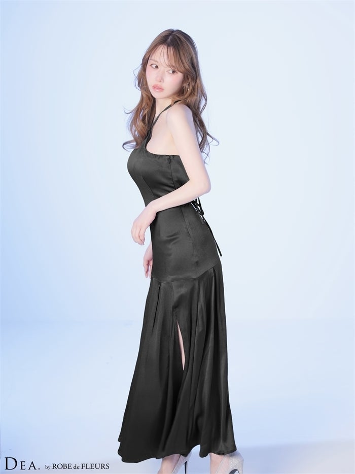 DEA. ディア バイ ローブドフルール 【XS～Lサイズあり】ラメジャガードホルターフレアロングキャバドレス de4349-c