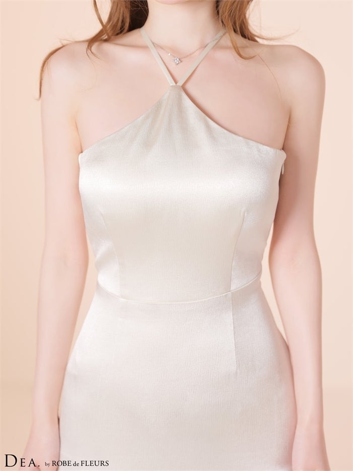 DEA. ディア バイ ローブドフルール 【XS～Lサイズあり】ラメジャガードホルターフレアロングキャバドレス de4349-c