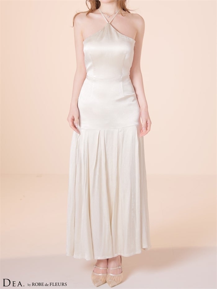 DEA. ディア バイ ローブドフルール 【XS～Lサイズあり】ラメジャガードホルターフレアロングキャバドレス de4349-c