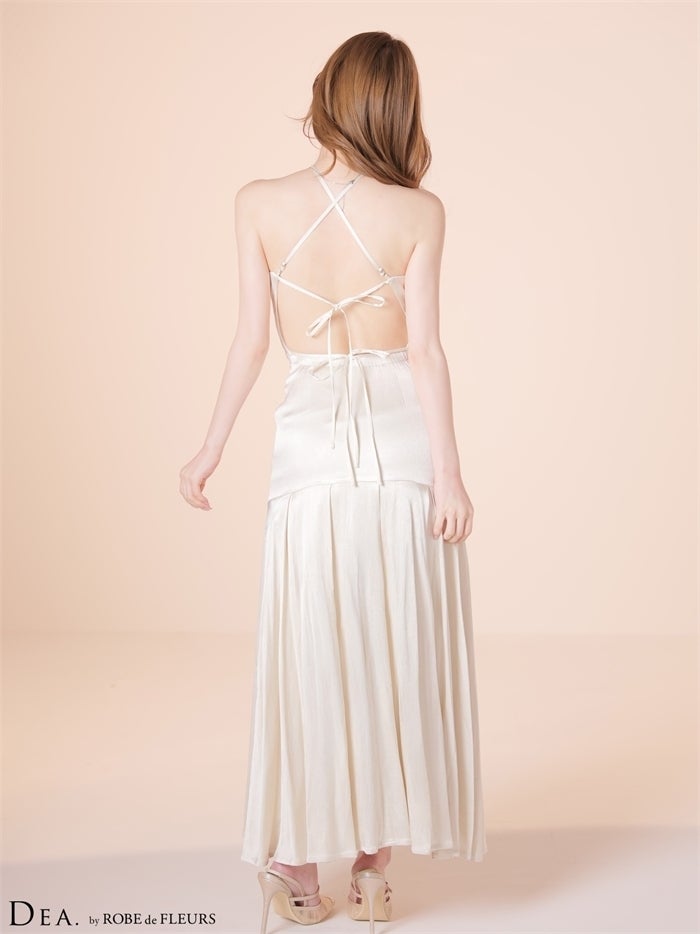 DEA. ディア バイ ローブドフルール 【XS～Lサイズあり】ラメジャガードホルターフレアロングキャバドレス de4349-c