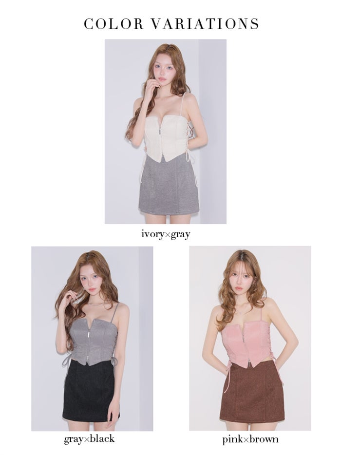 Glossy ローブドフルールグロッシー 【XSサイズあり】サイドレースアップバイカラーツーピースミニキャバドレス gl4351-c