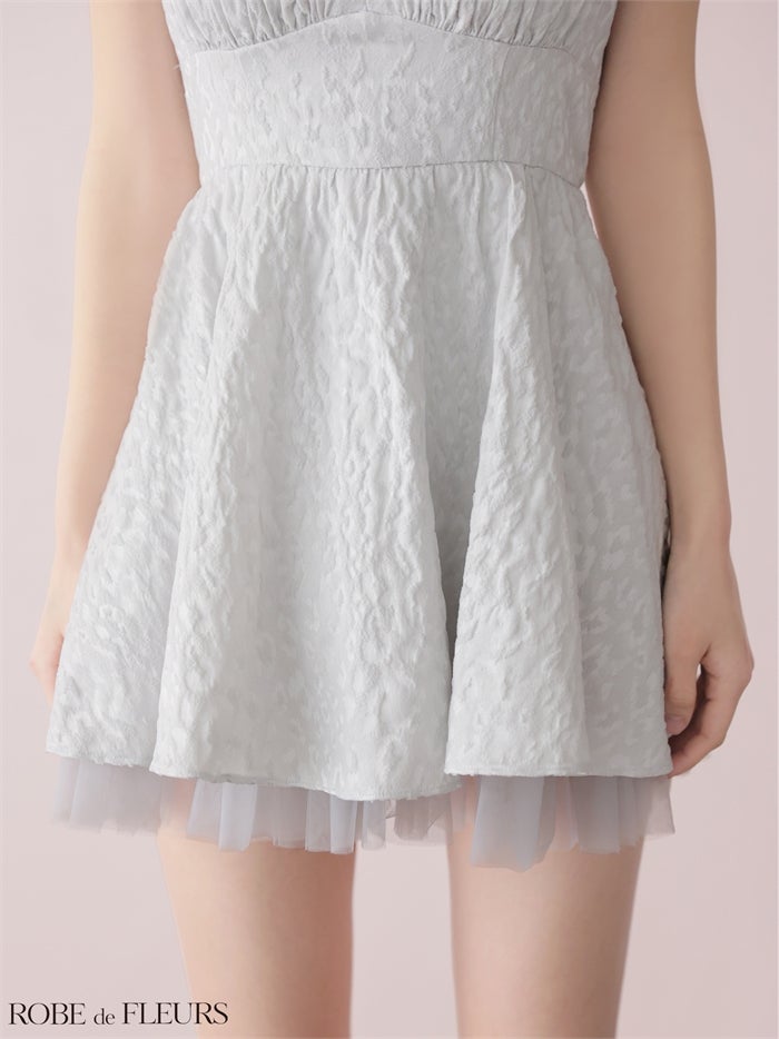 ROBE de FLEURS ローブドフルール 【XSサイズあり】 チュールドッキングジャガードミニキャバドレス fm3482-c