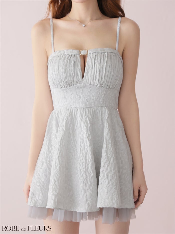 ROBE de FLEURS ローブドフルール 【XSサイズあり】 チュールドッキングジャガードミニキャバドレス fm3482-c