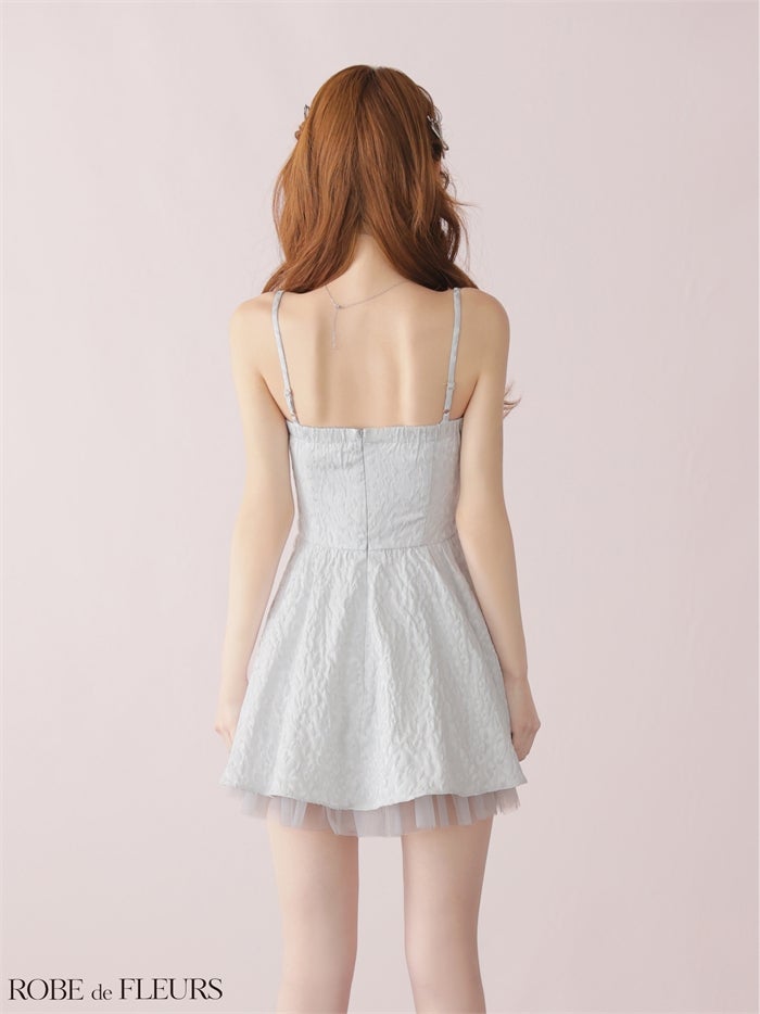 ROBE de FLEURS ローブドフルール 【XSサイズあり】 チュールドッキングジャガードミニキャバドレス fm3482-c