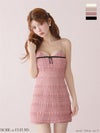 ROBE de FLEURS ローブドフルール 【XSサイズあり】 レースフリルバイカラーリボンミニキャバドレス fm4181-c