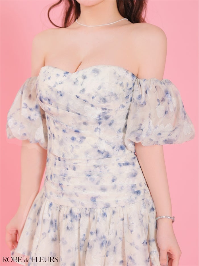 ROBE de FLEURS ローブドフルール 【XSサイズあり】 オフショルフラワーシフォンミニキャバドレス fm4345-c
