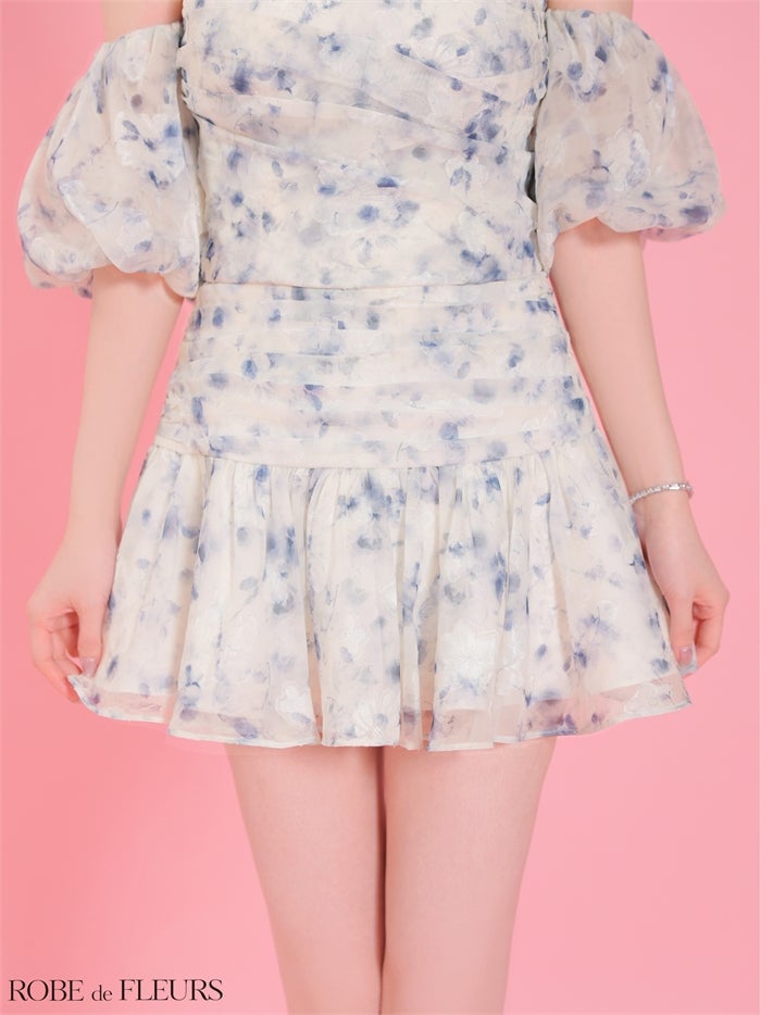 ROBE de FLEURS ローブドフルール 【XSサイズあり】 オフショルフラワーシフォンミニキャバドレス fm4345-c