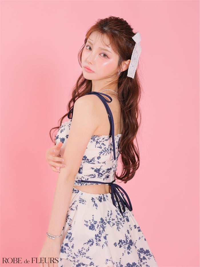 ROBE de FLEURS ローブドフルール 【XS～Lサイズあり】 フラワーシフォンティアードロングキャバドレス fm4353-c