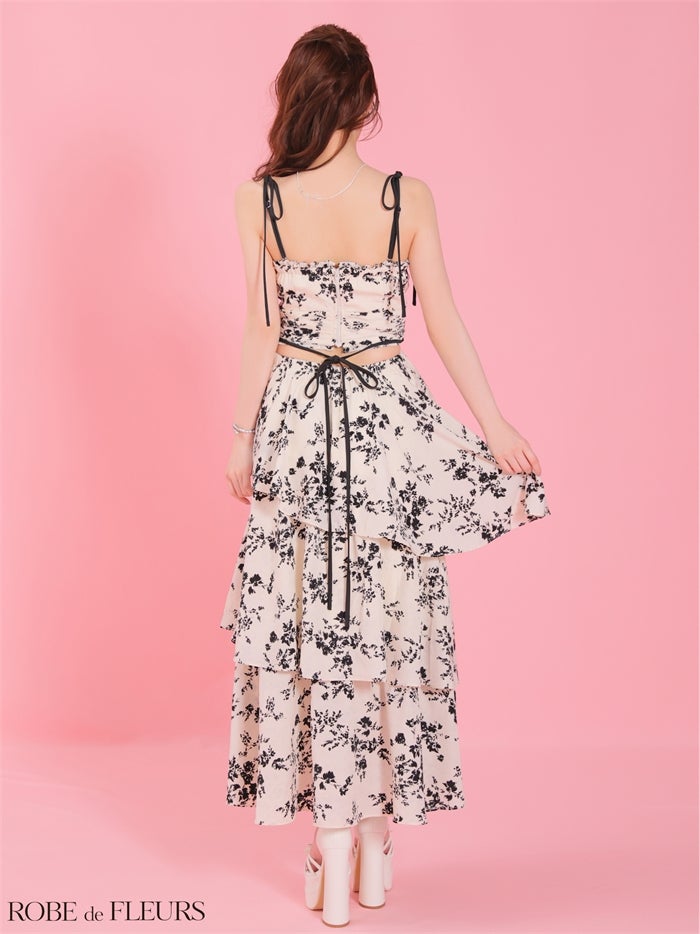 ROBE de FLEURS ローブドフルール 【XS～Lサイズあり】 フラワーシフォンティアードロングキャバドレス fm4353-c