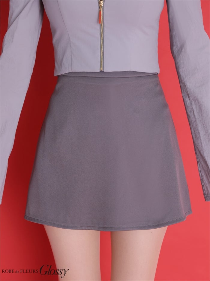 Glossy ローブドフルールグロッシー 【XSサイズあり】 チェーンストラップフロントジップセットアップミニキャバドレス gl4160