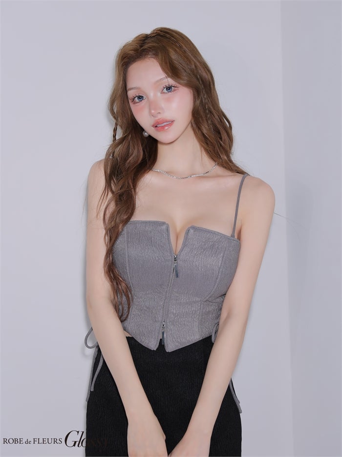 Glossy ローブドフルールグロッシー 【XSサイズあり】サイドレースアップバイカラーツーピースミニキャバドレス gl4351