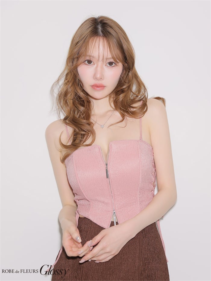 Glossy ローブドフルールグロッシー 【XSサイズあり】サイドレースアップバイカラーツーピースミニキャバドレス gl4351