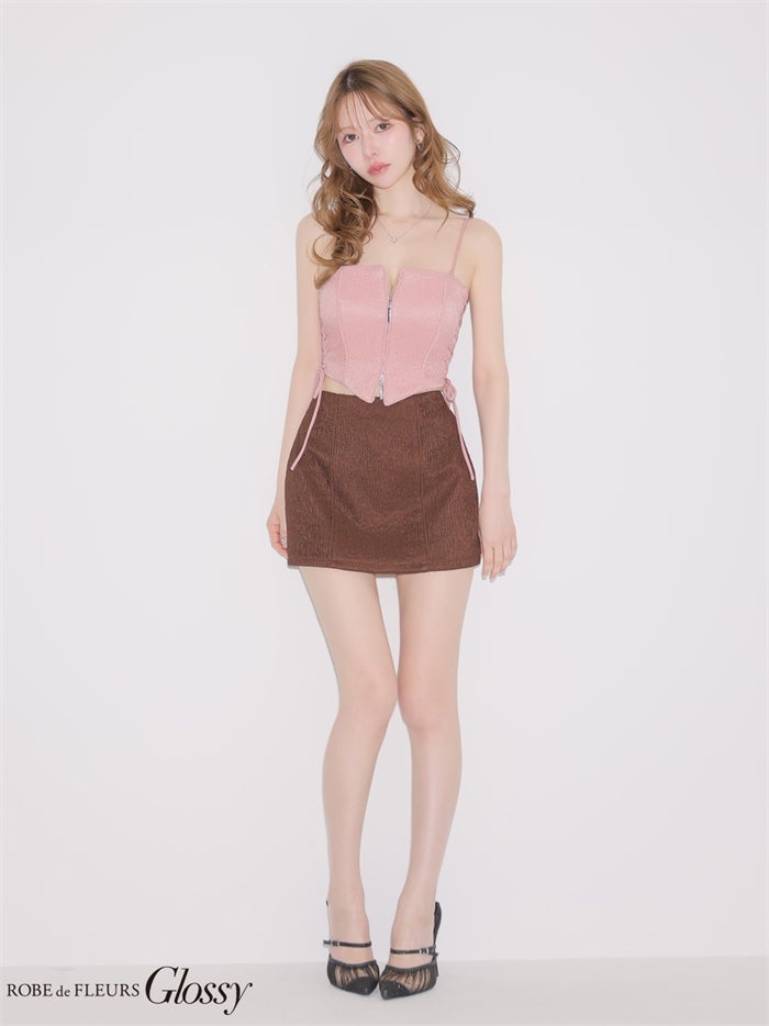 Glossy ローブドフルールグロッシー 【XSサイズあり】サイドレースアップバイカラーツーピースミニキャバドレス gl4351