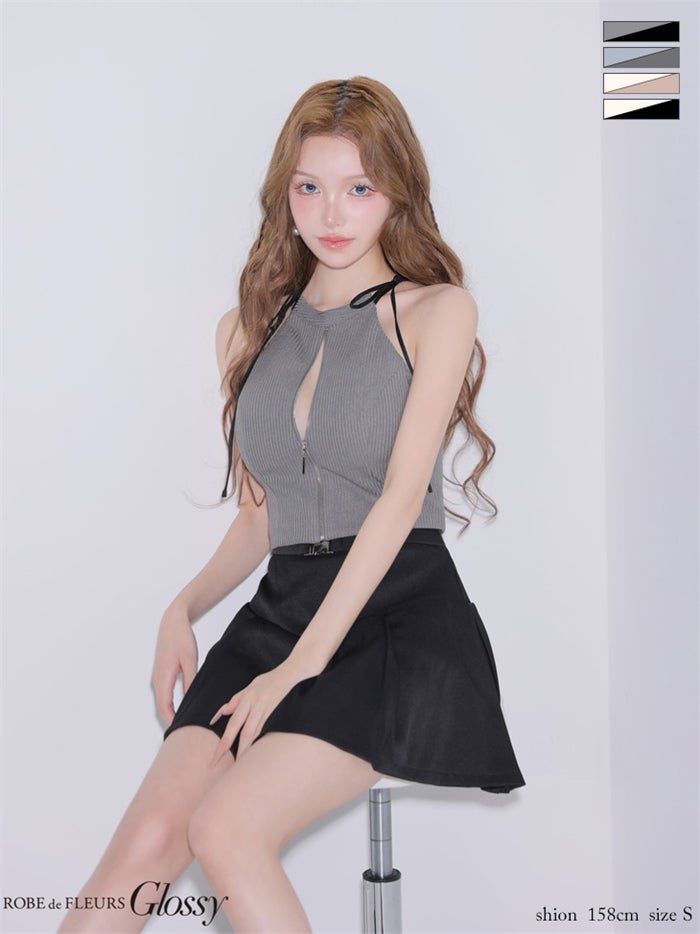 Glossy ローブドフルールグロッシー 【XSサイズあり】バイカラーアメスリセットアップミニキャバドレス gl4173