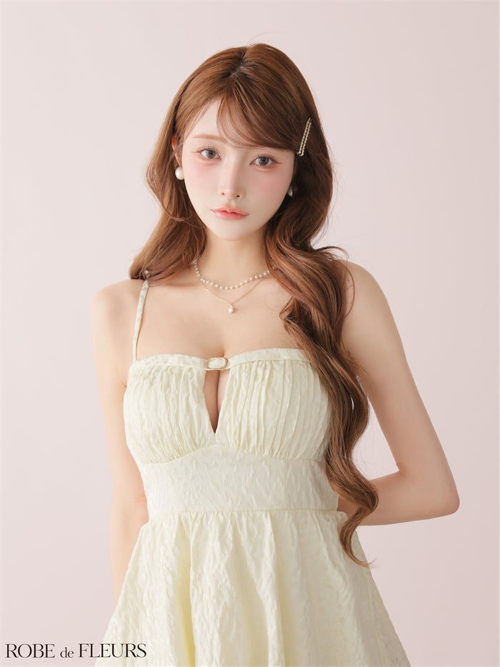 ROBE de FLEURS ローブドフルール 【XSサイズあり】 チュールドッキングジャガードミニキャバドレス fm3482