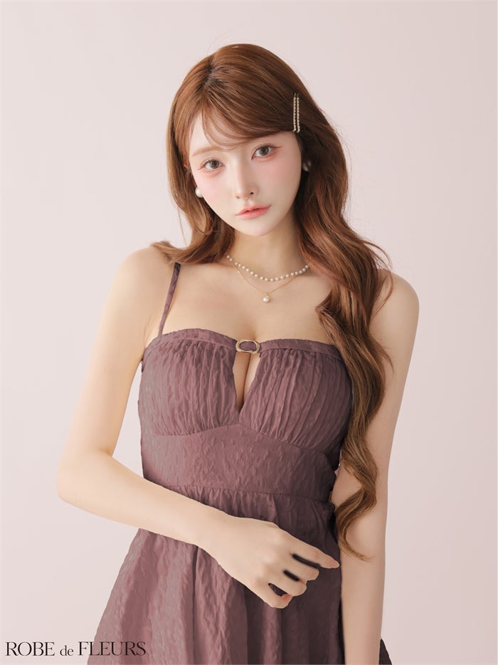 ROBE de FLEURS ローブドフルール 【XSサイズあり】 チュールドッキングジャガードミニキャバドレス fm3482