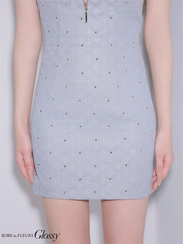 Glossy ローブドフルールグロッシー 【XSサイズあり】 スタッズダイヤジャガードミニキャバドレス gl4179