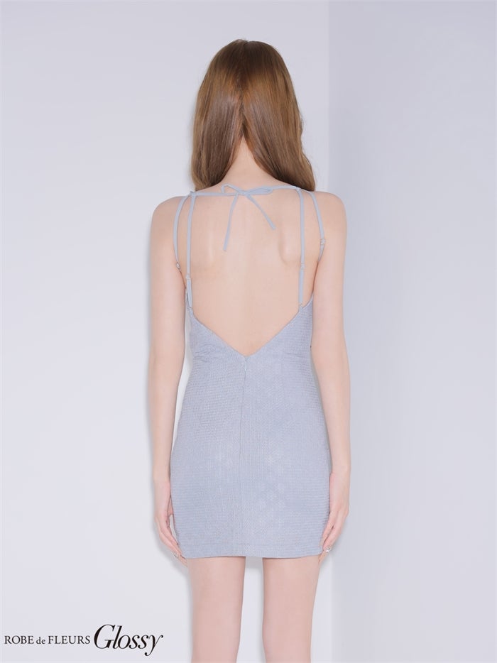 Glossy ローブドフルールグロッシー 【XSサイズあり】 スタッズダイヤジャガードミニキャバドレス gl4179