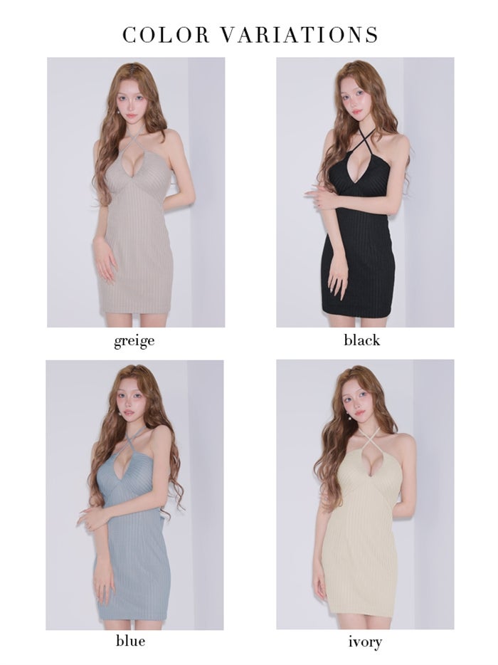 Glossy ローブドフルールグロッシー 【XSサイズあり】 バックリボンニットミニキャバドレス gl4187