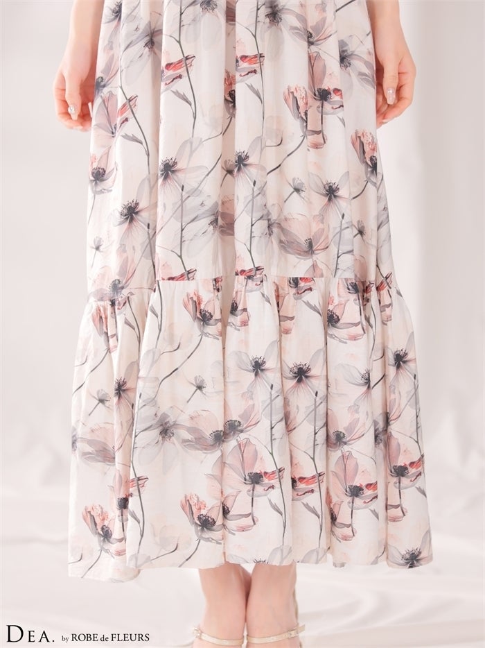DEA. ディア バイ ローブドフルール 【XS～Lサイズあり】ウォーターカラーフラワードレープロングキャバドレス de4645-c
