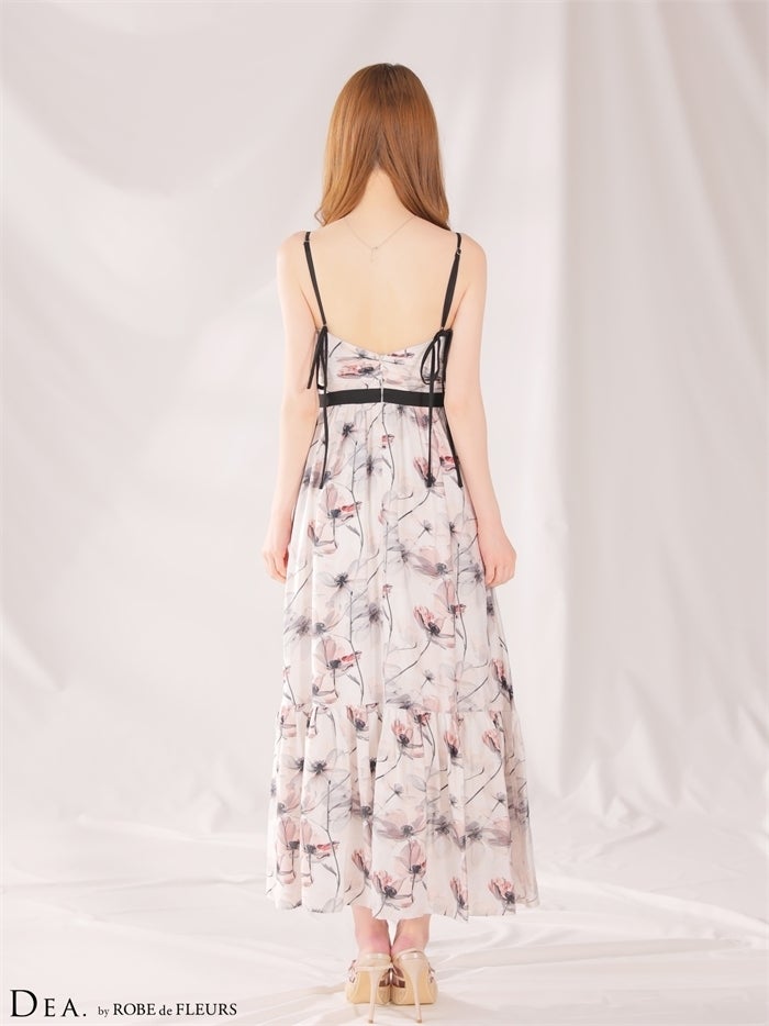 DEA. ディア バイ ローブドフルール 【XS～Lサイズあり】ウォーターカラーフラワードレープロングキャバドレス de4645-c