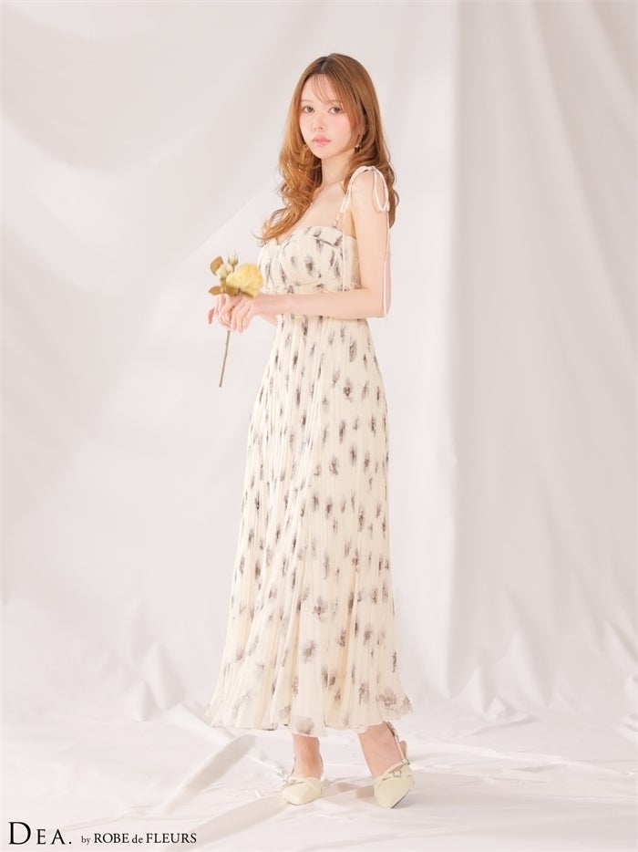 DEA. ディア バイ ローブドフルール 【XS～Lサイズあり】 プリーツフラワーシフォンロングキャバドレス de4643-c