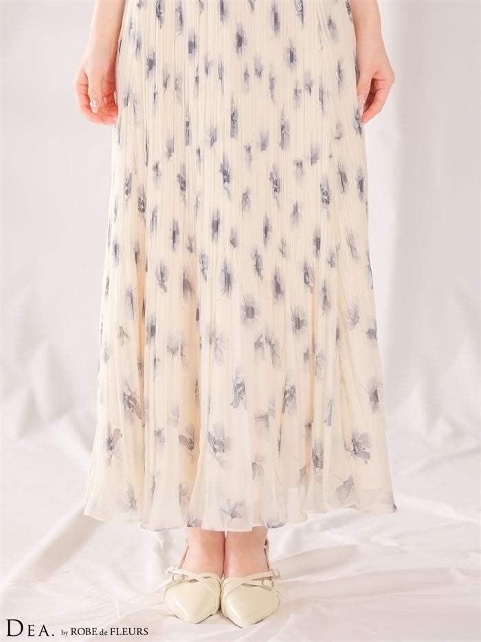 DEA. ディア バイ ローブドフルール 【XS～Lサイズあり】 プリーツフラワーシフォンロングキャバドレス de4643-c