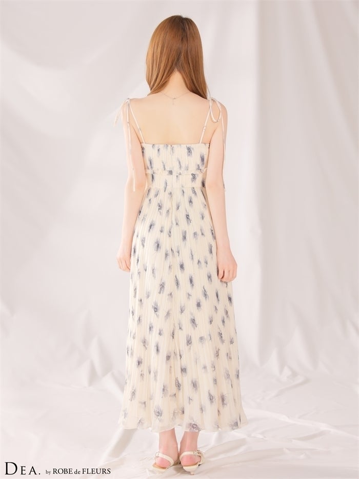 DEA. ディア バイ ローブドフルール 【XS～Lサイズあり】 プリーツフラワーシフォンロングキャバドレス de4643-c