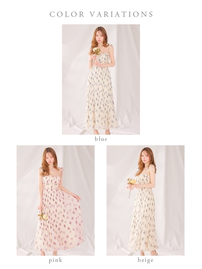 DEA. ディア バイ ローブドフルール 【XS～Lサイズあり】 プリーツフラワーシフォンロングキャバドレス de4643-c