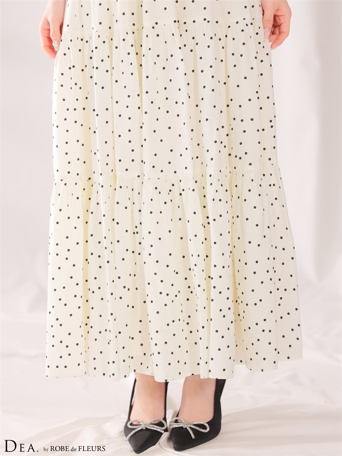 DEA. ディア バイ ローブドフルール 【XS～Lサイズあり】クロスホルタードットロングキャバドレス de4646-c