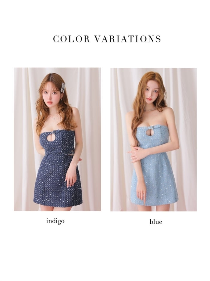 Glossy ローブドフルールグロッシー 【XSサイズあり】スパンコールベアデニムミニキャバドレス gl4167-c