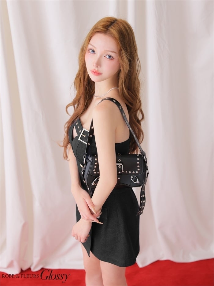 Glossy ローブドフルールグロッシー 【XSサイズあり】ベルトデニムベアセットアップミニキャバドレス gl4675-c