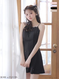 ROBE de FLEURS ローブドフルール 【XSサイズあり】バックリボンビジューミニキャミキャバドレス fm4174-c